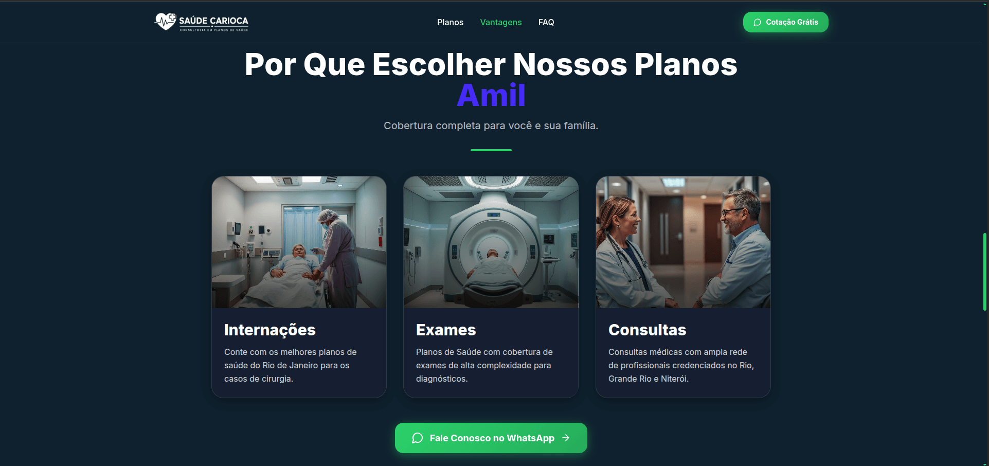 Amil Saúde Carioca — coberturas de internações, exames e consultas
