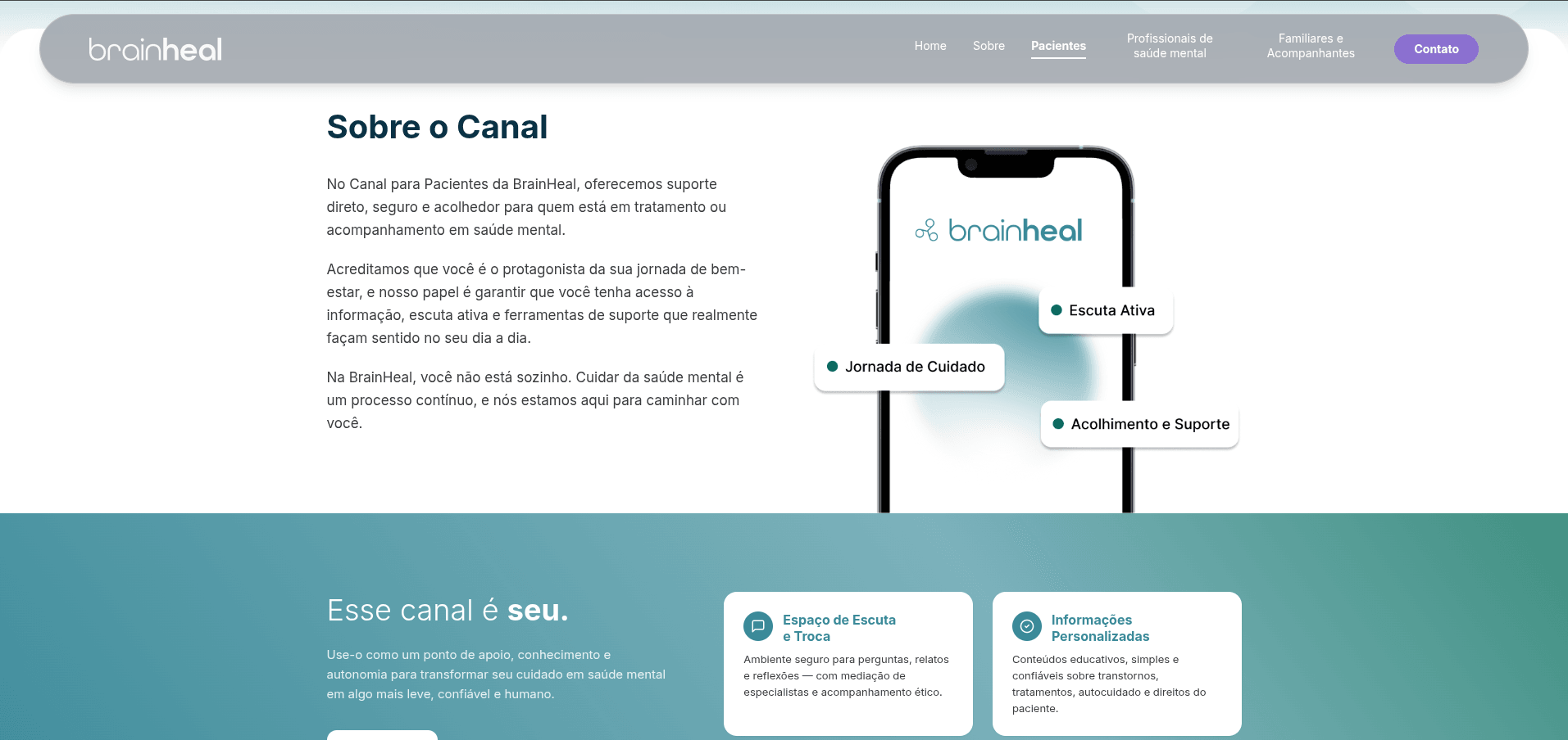 BrainHeal — canal de apoio para pacientes