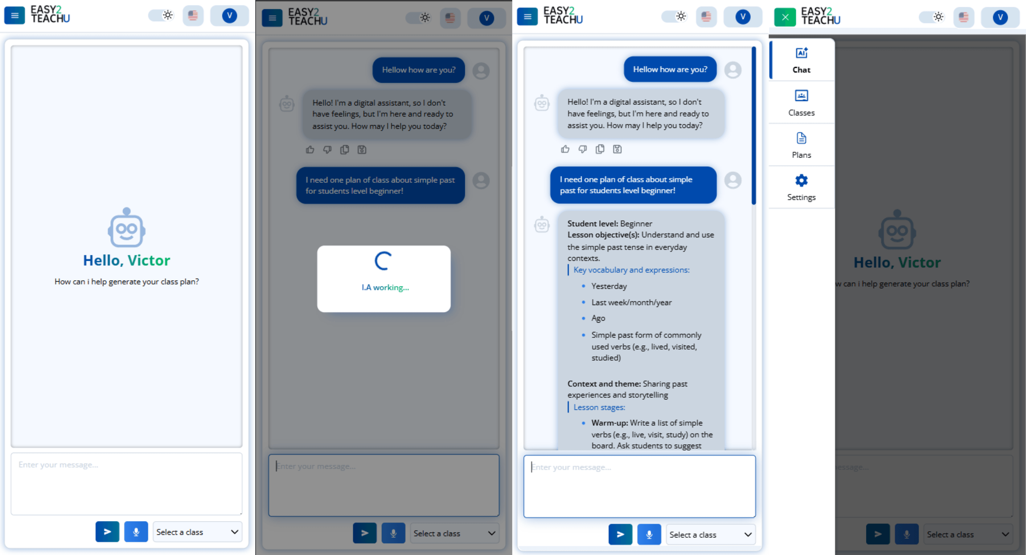 Easy2TeachU — assistente com IA gerando um plano de aula no celular