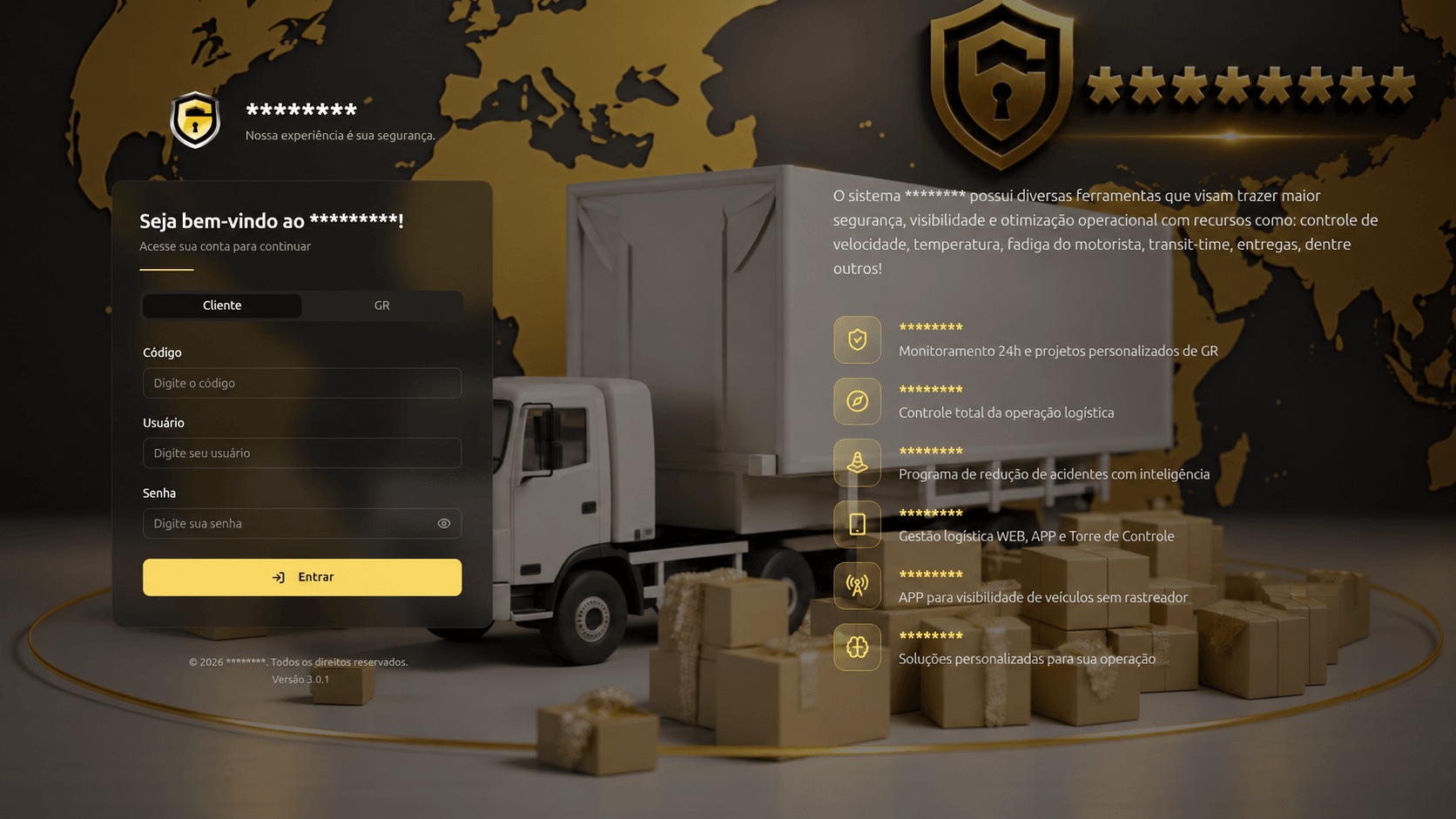 Golden One — login com acesso separado para cliente e gerenciadora de risco