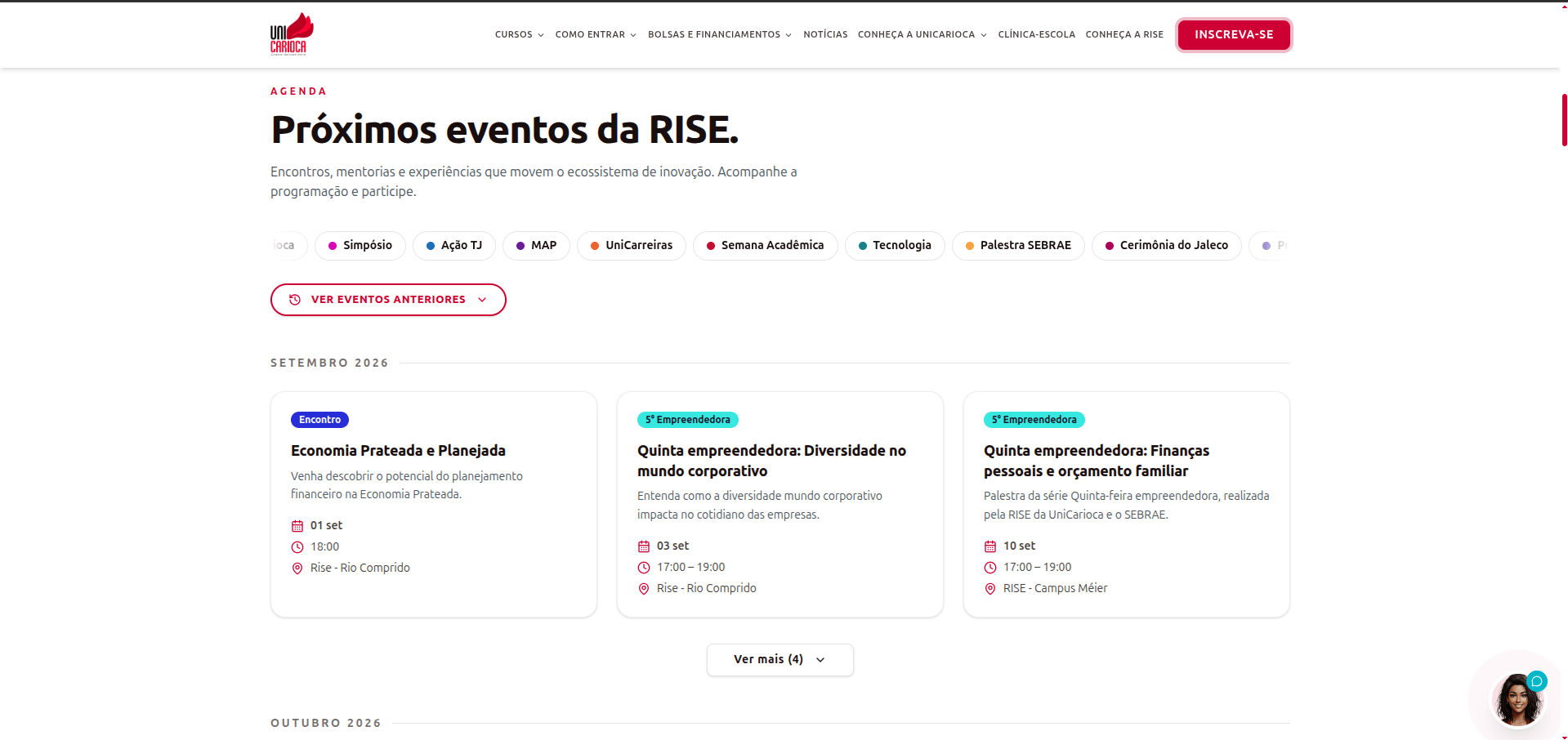 UniCarioca — agenda de eventos da RISE